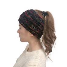 XEONGKVI-gorro de punto con cabeza vacía para mujer, gorros Multicolor de marca cálida para otoño e invierno, cinta para el pelo con coleta 2024 - compra barato