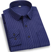 Модная мужская рубашка в клетку/полоску с длинным рукавом, Классическая классическая рубашка в деловом стиле, простая повседневная рубашка 2024 - купить недорого