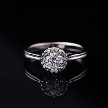 Anel redondo de moissanite d cor super branco anel para mulher s925 prata esterlina anéis com certificado transporte da gota 2024 - compre barato