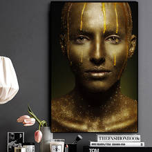 Black and Gold Woman Oil Painting on Canvas African Art Cuadros Posters and Prints Scandinavian Wall Art Picture for Living Room 2024 - buy cheap