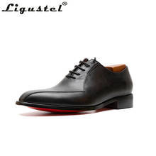 Ligustel/мужские дизайнерские черные туфли из натуральной кожи; Мужские роскошные свадебные туфли с красной подошвой; Мужская офисная обувь размера плюс 2024 - купить недорого