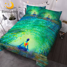 BlessLiving Chakra Bedding Set Zen Theme Bed Cover Lotus Yoga Pose Bed Set King Watercolor Bedspreads Green Bedlinen Dropship 2024 - buy cheap