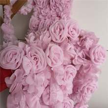 Pale Pink 3D Rose Flower, Chiffon Rose Lace, Wedding Straps, Bridal Sash, Dress Accessories Sold By Meter 2024 - buy cheap