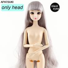 Straight Fringe Long Grey Pink Hair WIG Dolls Heads For 1/6 BJD Black Eyes Doll Head for 11.5" Dollhouse Baby DIY Toys 1:6 2024 - buy cheap