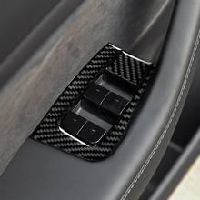 4Pcs/Set Carbon Fiber Car Window Lifter Switch Decor Sticker for Tesla Model 3 2024 - buy cheap