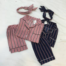 Women Cute Sleepwear 2PCS Shirt&Shorts Pajamas Set Pink/Navy Striped Nightwear Lingerie Pyjamas Summer New Casual Homewear 2024 - buy cheap