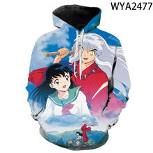 Inuyasha pulôver manga comprida estampa 3d desenho cômico, pulôver masculino e feminino infantil, camiseta com capuz estampa 3d, moda casual para meninos e meninas 2024 - compre barato