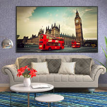 Lienzo con impresión en HD para pared, póster de paisaje urbano de autobús rojo de Londres, pintura del Big Ben, decoración moderna del hogar, imágenes para sala de estar sin marco 2024 - compra barato