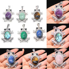 Reiki Natural Stone Frog Charms Lucky Amethysts Abalone Shell Pendant for Jewelry Making DIY Necklace Accessories Gift 38x60mm 2024 - buy cheap