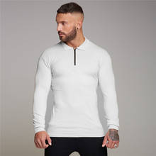 Мужская рубашка поло для бега, с длинным рукавом, для бодибилдинга, Спортивная рубашка, хлопчатобумажные баскетбольные тренировочные футболки для фитнеса, одежда для спортзала, спортивная одежда 2024 - купить недорого