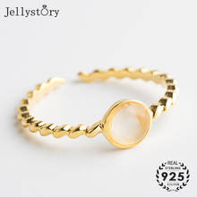 Jellystory-Anillos abiertos para mujer, de Plata de Ley 925 con piedras preciosas de piedra lunar, joyería fina, ajustable, para boda 2024 - compra barato