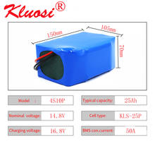 KLUOSI-Paquete de batería de litio 4S10P, 14,8 V, 25Ah, 14,4 V, 600 vatios, 16,8 V, 50A, BMS, para inversor, Robot inteligente, equipo de alta potencia, Etc. 2024 - compra barato