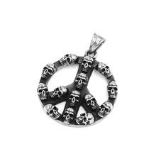 Fashion Peace Skull Pendant Stainless Steel Jewelry World Peace Sign Skull Biker Men Pendant SWP0538 2024 - buy cheap