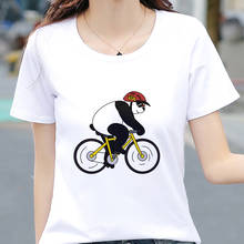 2019 New Cute animal biking printed t shirt women fashion Harajuku Short Sleeve t-shirt White Thin section Tshirt Tops clothing 2024 - buy cheap