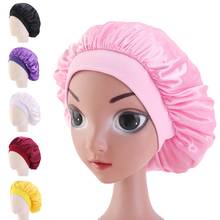 Gorro de satén para niños, turbante de Color sólido para quimio, banda elástica ancha para niña, gorros sólidos para dormir de noche, gorro para quimio, novedad 2024 - compra barato