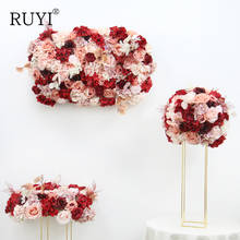 Artificial Fllower Row Red Pink Series Rose Decor Wedding Iron Arch Stage Christmas Background Flower Wall Window Decor Props 2024 - buy cheap
