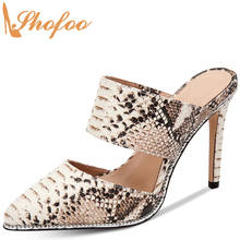 Snake Skin Embossed High Thin Heels Sandals Woman Pointed Toe Strap Large Size 14 15 Ladies Summer Fashion Casual Shoes Shofoo 2024 - buy cheap