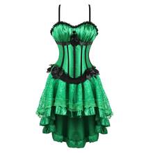 Corset Dress Steampunk Padded Cup Korsage Sexy Satin Tight Lace Boned Bustier Straps with Tutu Skirt Party Clubwear Rockabilly 2024 - buy cheap