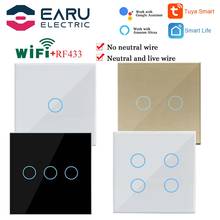 EU 1/2/3/4 Gang Smart RF433 Wifi Wall Light Touch Switch Glass Panel No Neutral Wire Required Alexa Google Smart Life Home Tuya 2024 - buy cheap