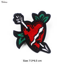 1pcs Embroidered Rock Red Heart Patches Iron on Badges Stickers Appliques for Girls Cloth Jackets Bags Sewing Supplies 2024 - buy cheap