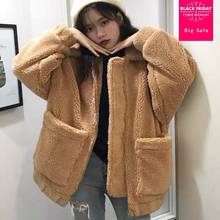 Winter women's jacket faux lamb fur coat fake fur coat long sleeve thicken warm jacket female loose vintage zipper outwear L1664 2024 - buy cheap