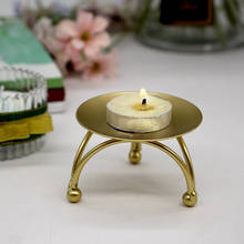 Iron Candle Holder Round Table Golden Candlestick Party Wedding Home Desktop Ornament Festival DIY Decoration Decora O Para Casa 2024 - buy cheap