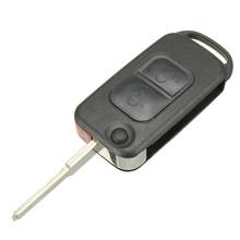 Capa de chave remota flip com 2 botões hu64, capinha com lâmina para mercedes benz a c e s w168 w202 2024 - compre barato
