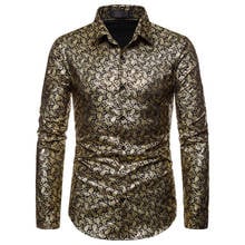 Mens Luxury Paisley Dress Shirts Shiny Printed Slim Fit Button Up Shirt Men Casual Long Sleeve Shirt Male Party Prom Clothing 2024 - buy cheap