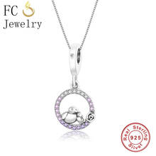 FC Jewelry 925 Sterling Silver Charm Color Zirconia Crystal Rose Heart Pendant Necklaces For Women Chain Chokers Trinket Gift 2024 - buy cheap