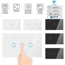 1 2 3 Gang US WiFi Smart Switch Tuya Glass Touch Panel Wall Switch Wireless Control Alexa Google Home Compatible100-230V AC 2024 - buy cheap