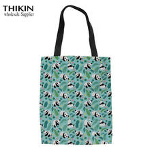 THIKIN Cute Chinese Panda Printing Ladies Canvas Shopper Storage for Females Eco Shoulder Tote Bag Women Heavy Duty Shopping Bag 2024 - buy cheap