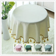 Customized Solid Color Tablecloth with Tassel Cotton Linen Round Tablecloth Square/Rectangular Wedding Party Dining Table Cover 2024 - buy cheap