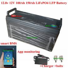 LiFePO4-Batería Inteligente LFP BMS con bluetooth para motor de barco, 12,8 v, 12V, 100Ah, 130AH, 120ah, 150Ah, energía Solar, cargador de 10A 2024 - compra barato