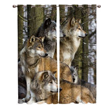 Cortinas de animales del bosque de lobo para habitación, cortina de ventana para habitación de niños, dormitorio, sala de estar, tratamiento de ventana 2024 - compra barato