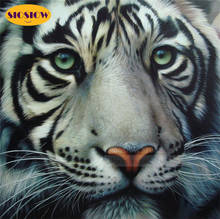 5D Diy Алмазная картина наборы крестиков белая голова тигра полная квадратная круглая дрель 3D Dimond мозаика вышивка животное домашний декор 2024 - купить недорого