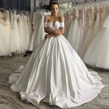 ANGELSBRIDEP Sweetheart Ball Gown Wedding Dresses Luxury Off-Shoulder High Quality Satin Vestido De Noiva Formal Bridal Gowns 2024 - buy cheap