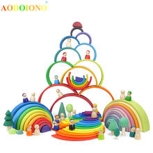 12 Uds. De bloques de arcoíris para niños, grandes y creativos bloques de construcción, juguetes de madera para niños, juguete educativo Montessori 2024 - compra barato