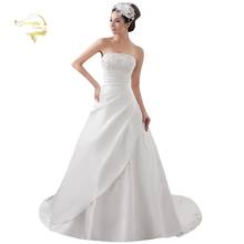 2022 White / Ivory Luxury Vestido De Noiva Robe De Mariage Bridal A Line Satin Applique With Train Wedding Dresses Bridal Gowns 2024 - buy cheap