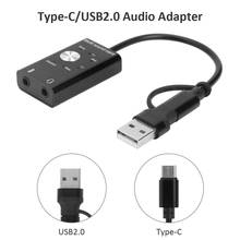 Kebidu externo placa de som usb 2.0 tipo-c a 3.5mm jack fone de ouvido microfone adaptador de áudio para windows mac linux android 2024 - compre barato