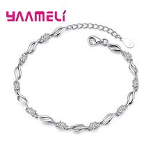 Pulsera bonita de Plata de Ley 925 con cristales ajustables, pulsera bonita de amistad 2024 - compra barato