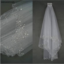 White Ivory Bridal Veils 2021 Wedding Veils 2 Layers 75 CM Handmade Beaded Edge with Comb Wedding Accessories 2024 - buy cheap
