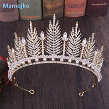 Mamojko Baroque Pearl Tiara Fashion Crystal Leaves Rhinestone Crown Diadem for Bride Princess Headbands Wedding Hair Accessories 2024 - buy cheap