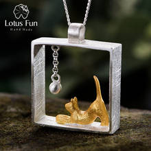 Lotus Fun реальные 925 стерлингового серебра ювелирные украшения из золота 18 карат модная игрушка для кота шары кулон без ожерелье для женщин 2024 - купить недорого