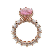 Розовое золото багет розовый циркон капли воды каменные кольца для женщин Свадебные 2021 новые роскошные модные ювелирное изделие для помолвки, свадьбы 2024 - купить недорого