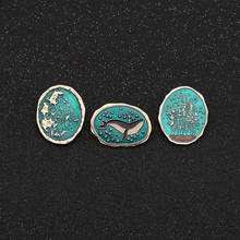 2021 Ins Unique Matte Gold Irregular Whale Star Forest Geo Brooch Hijab Pin Corsage Brooches Women Korean Badge Fashion Jewelry 2024 - buy cheap