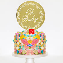 Oh Baby Acrylic Laser Engraving Cake Topper Golden Round Baking Cake  Decoration for Baby Birthday Party Cake Topper Baby Shower 2024 - buy cheap