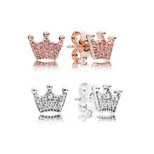 Pendientes de cristal rosa con forma de corona mágica para mujer, joyería sencilla de moda, nueva marca, envío gratis 2024 - compra barato