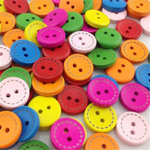 Wooden Sewing Buttons Scrapbooking Round Colorful Mixed Two Holes 15mm Dia. 100 PCs Costura Botones bottoni botoes WB188 2024 - buy cheap