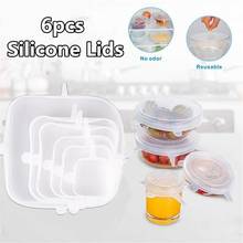 6 Pcs Silicone Stretch Lids Keeping Fresh Seal Reusable Bowl Pot Cover Cooking Kitchen Accessories Airtight Food Wrap Covers 2024 - buy cheap