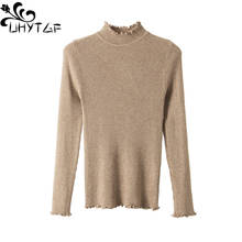UHYTGF-suéter de punto para Mujer, suéter de cuello alto con orejas de madera, elástico, cálido, Otoño, 560 2024 - compra barato